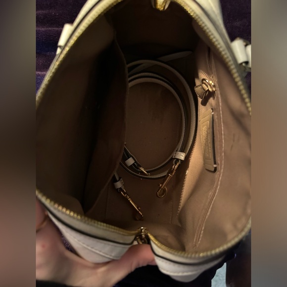 COACH Rowan White Gold Logo Bee Satchel Leather Canvas Crossbody Bag CH516 - Picture 6 of 11